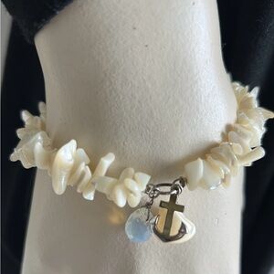 Beachy Ivory Shell Bracelet with Charms
